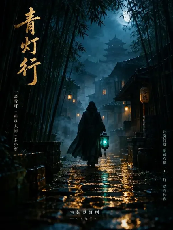短剧《锦衣夜行录》封面，悬疑探案题材，灯照不到的地方，才叫夜